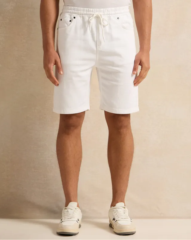 Men White Denim Shorts sold by Redtag