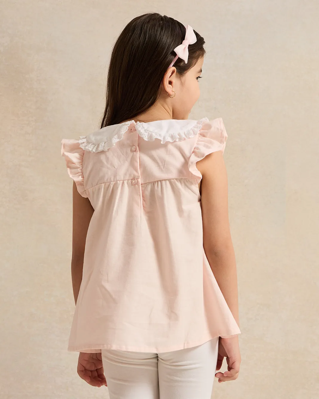 Girls Pink Embroidered Peter pan Collar Blouse sold by Redtag product image thumbnail 3