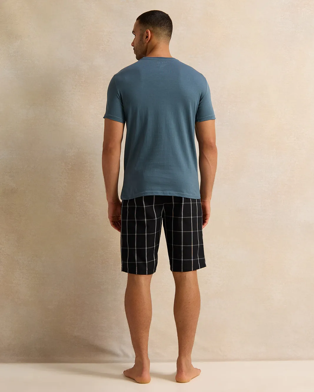 Men Blue And Black Checkered Pyjama Set (2 Piece) sold by Redtag product image thumbnail 4