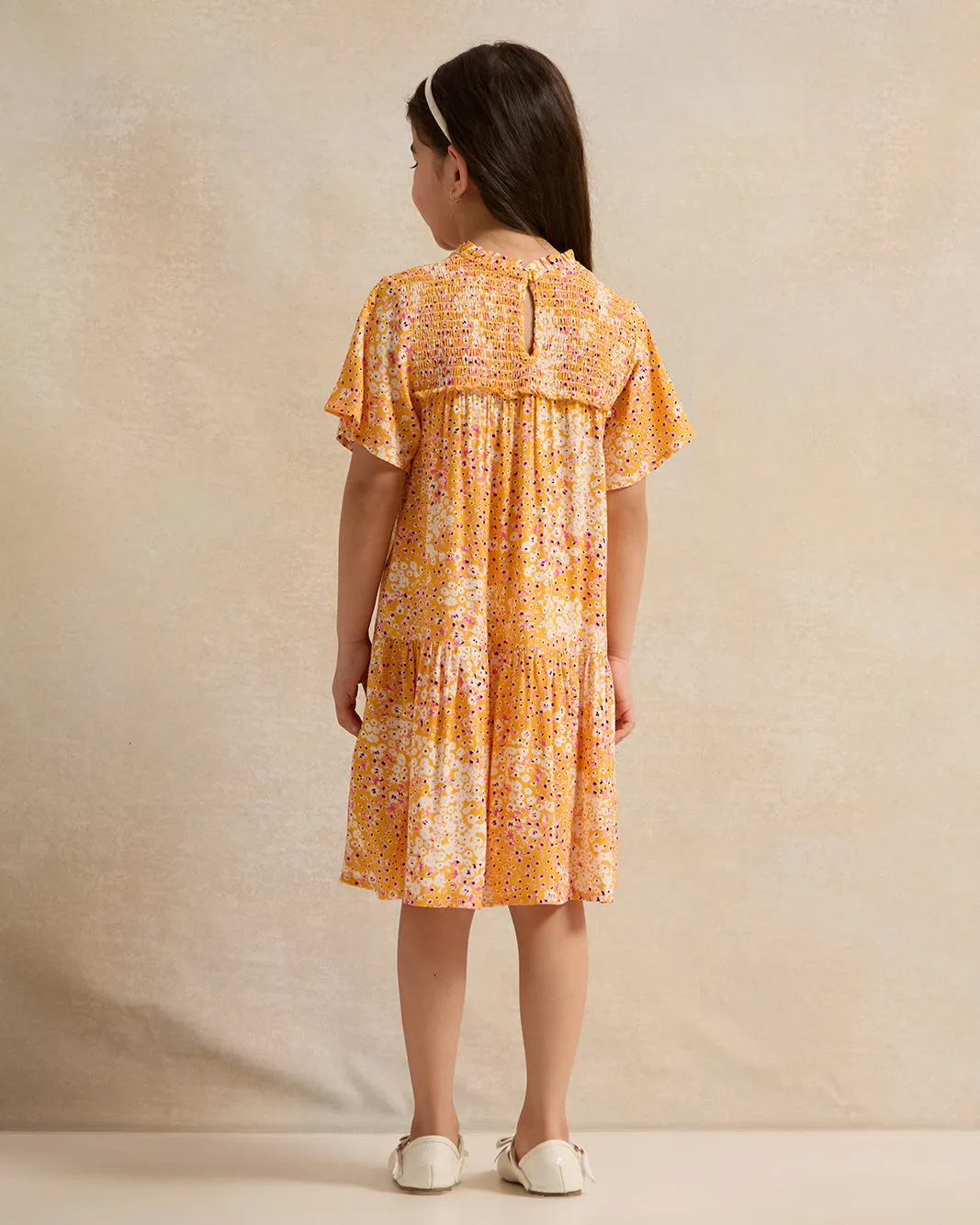 Girls Yellow Printed Dress sold by Redtag product image thumbnail 3