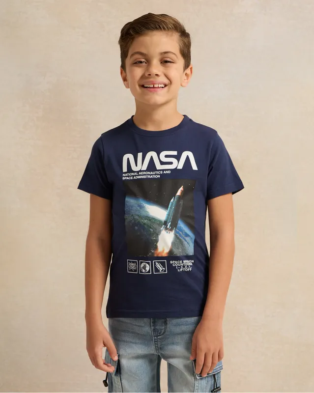 Boys Navy Nasa Graphic Short Sleeve T-Shirt sold by Redtag