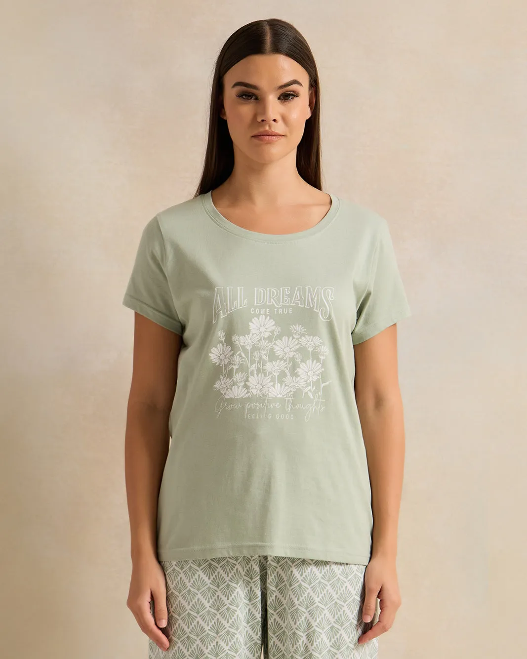 Women Green Floral Pyjama Set (2 Piece) sold by Redtag product image thumbnail 2