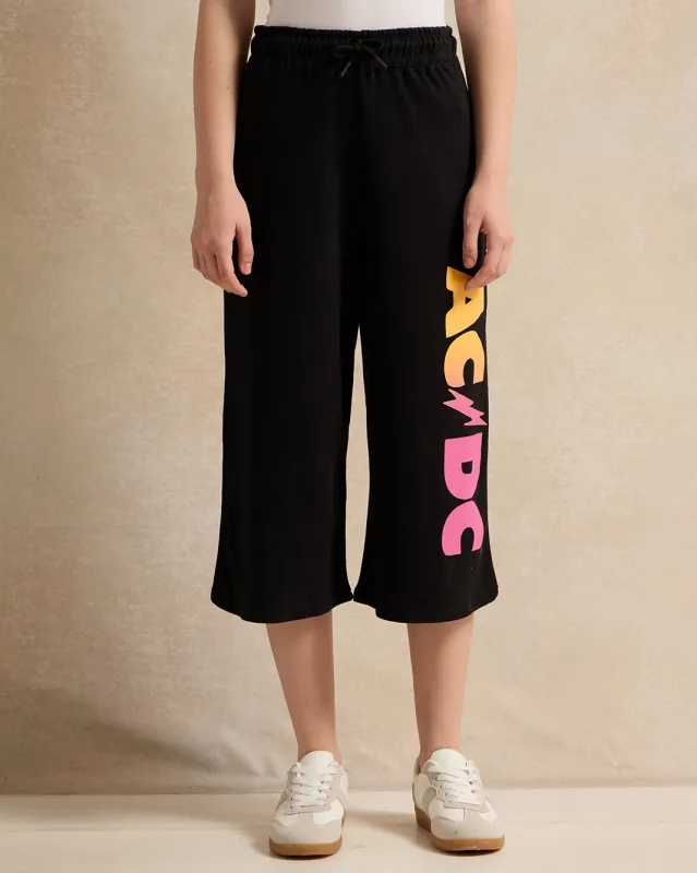 Senior Girls Black Printed Wide Leg Pants sold by Redtag