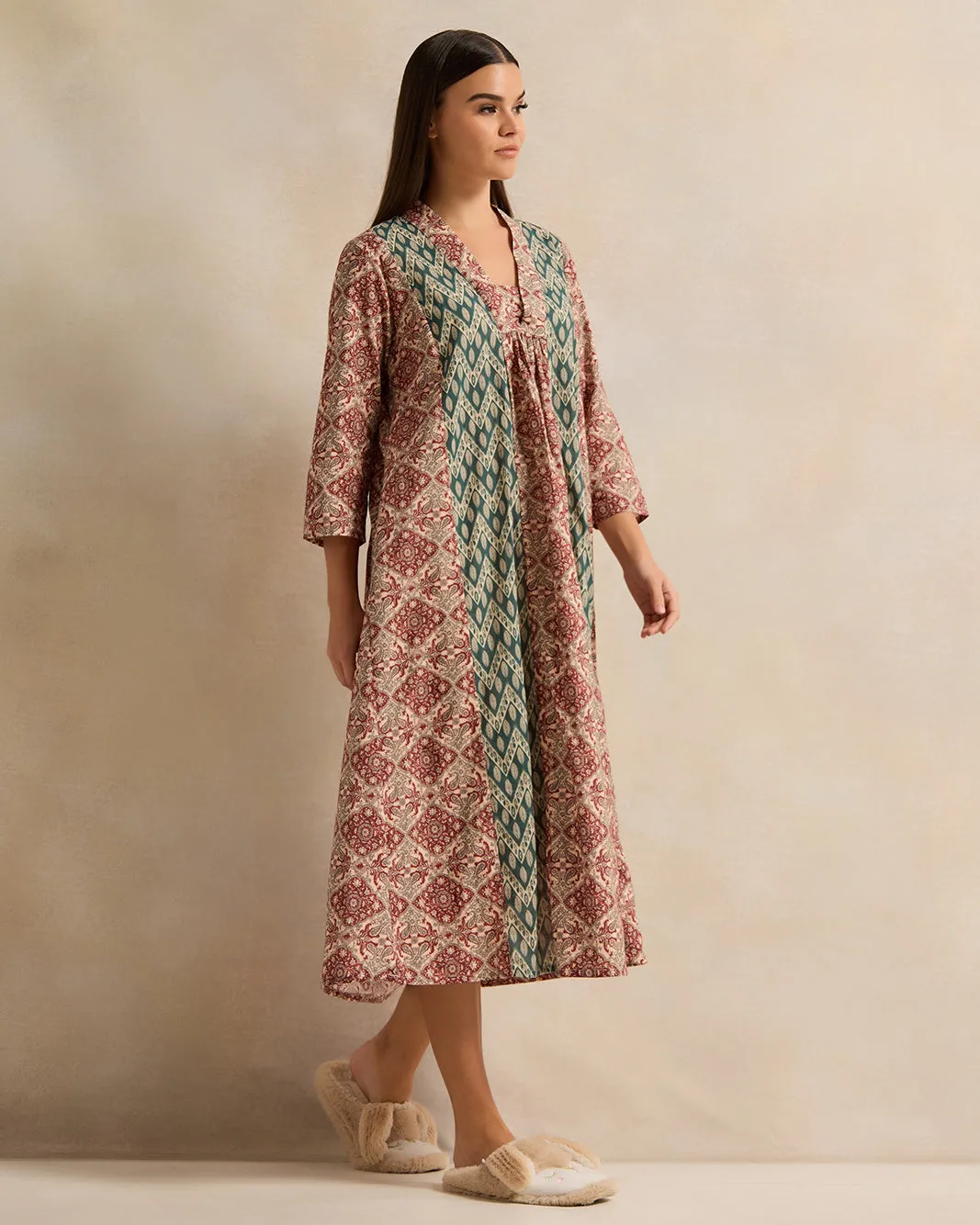 Women Multicolour Border Combo Nightgown sold by Redtag product image thumbnail 4