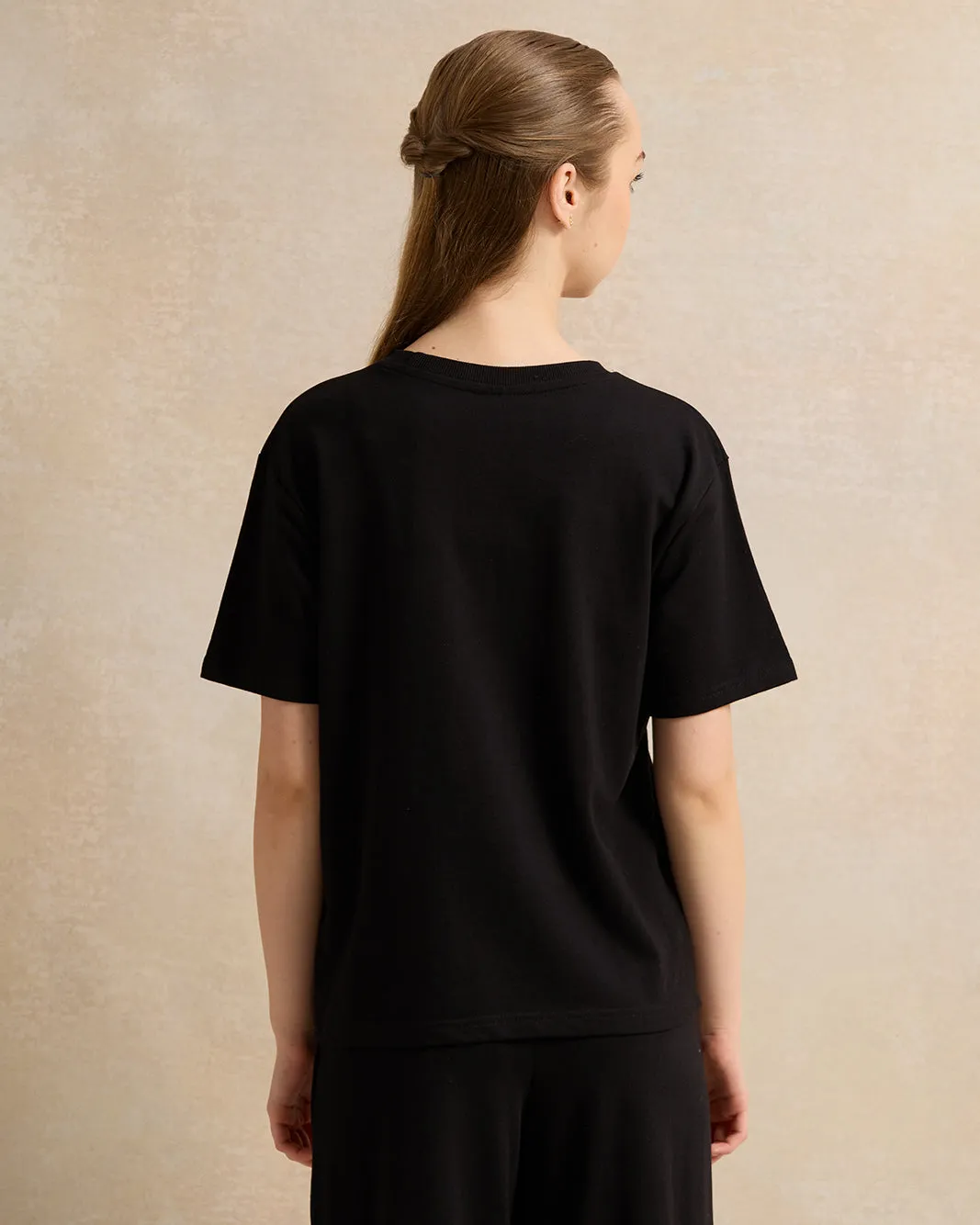 Senior Girls Black Printed Oversize T-Shirt sold by Redtag product image thumbnail 3