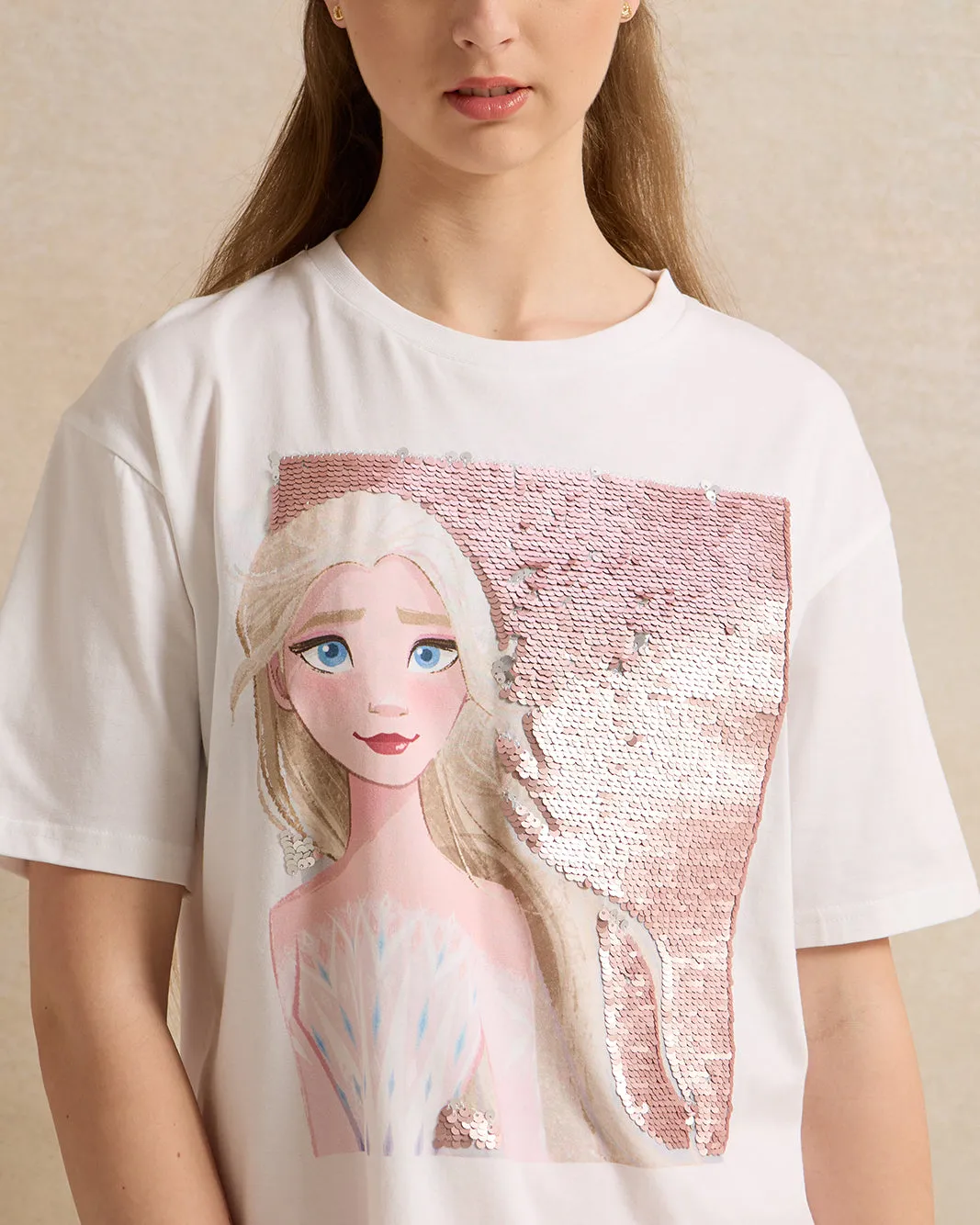 Senior Girls White Elsa Print T-Shirt sold by Redtag product image thumbnail 4
