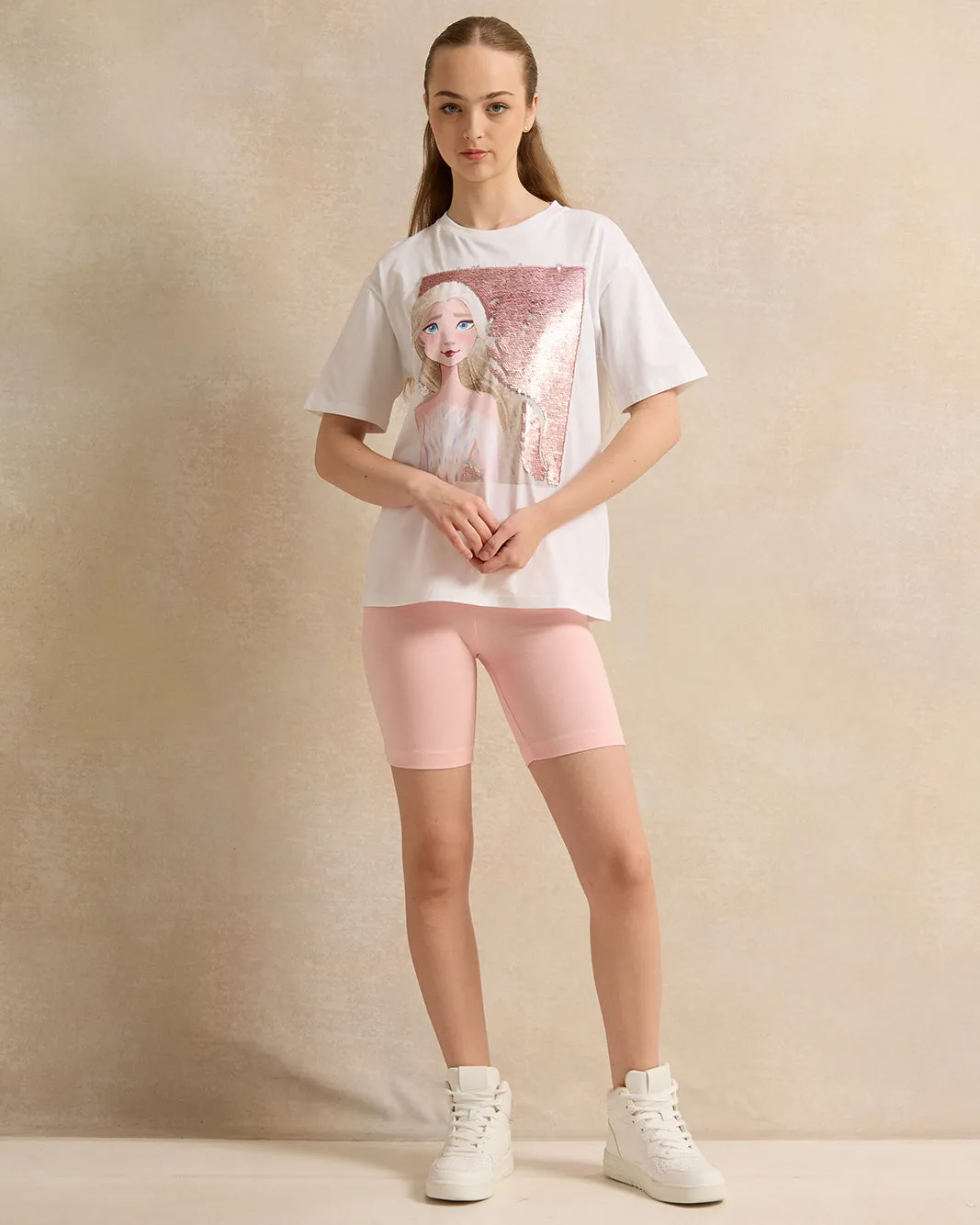 Senior Girls White Elsa Print T-Shirt sold by Redtag product image thumbnail 2