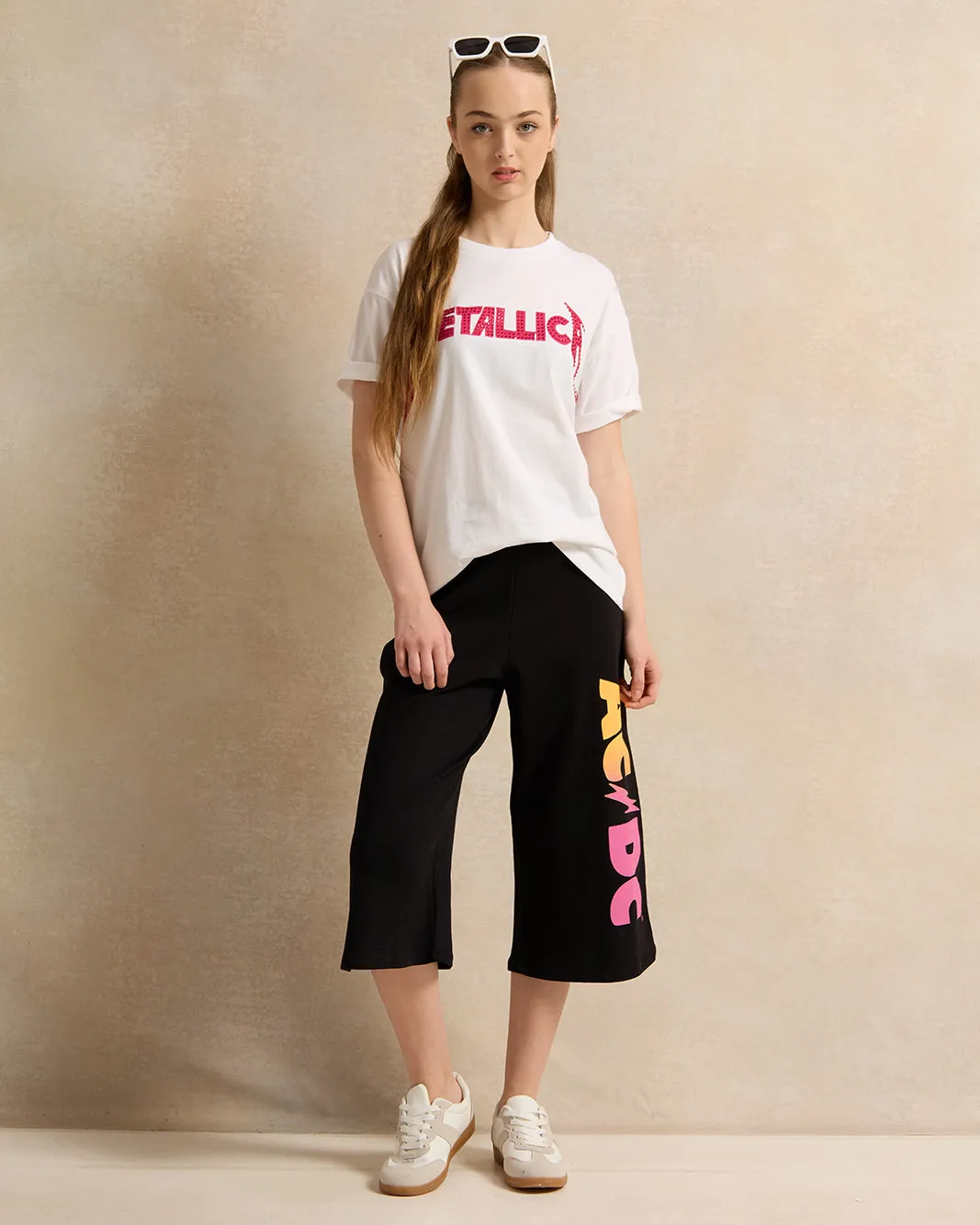 Senior Girls White Metallica Print T-Shirt sold by Redtag product image thumbnail 2