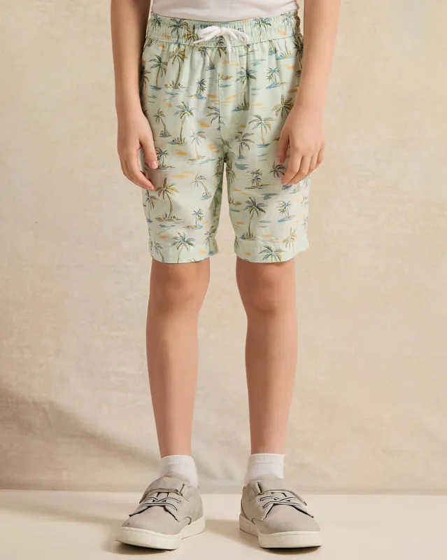 Boys Mint Palm Tree Allover Print Shorts sold by Redtag