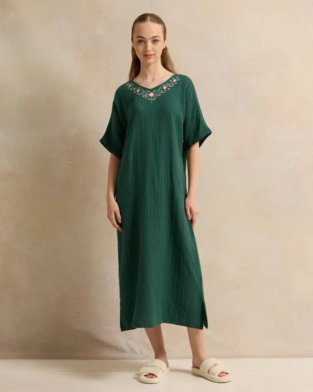 Senior Girls Olive Embroidered Nightgowns sold by Redtag