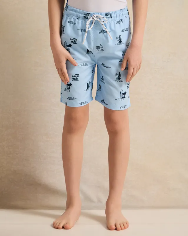 Boys Blue Printed Swim Shorts sold by Redtag