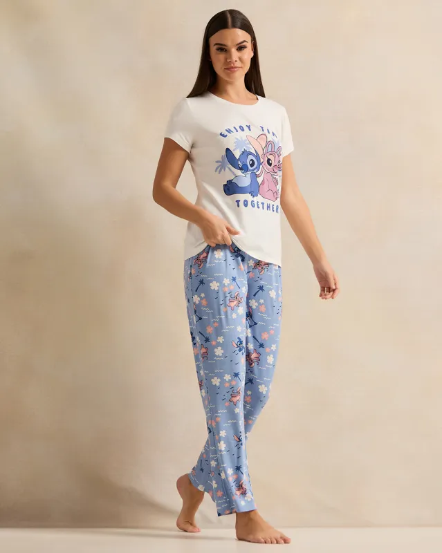 Women White And Blue Printed Pyjama Set (2 Piece) sold by Redtag