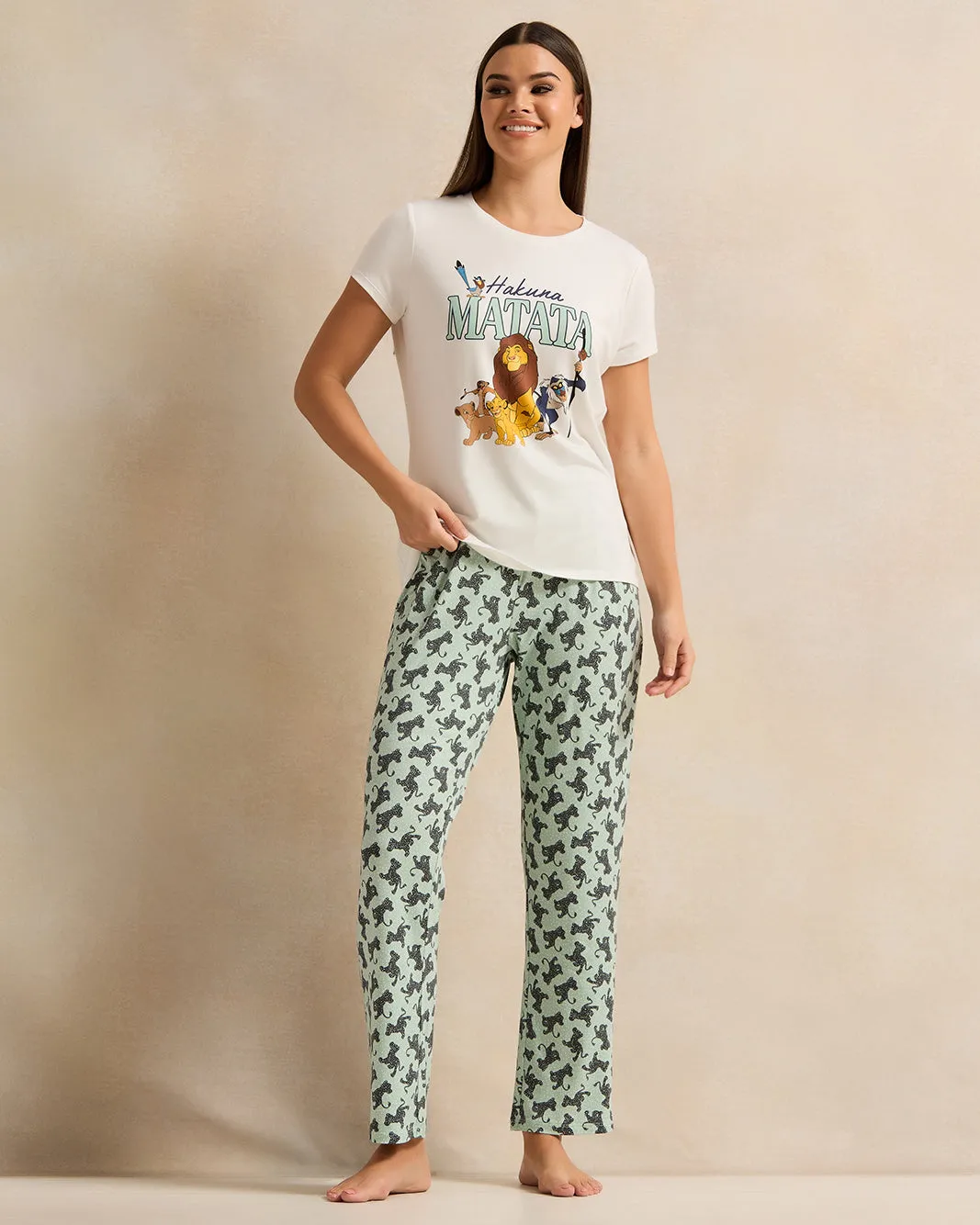 Women White And Green Printed Pyjama Set (2 Piece) sold by Redtag