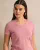 Women Pink Short Sleeve V Neck T-Shirt sold by Redtag