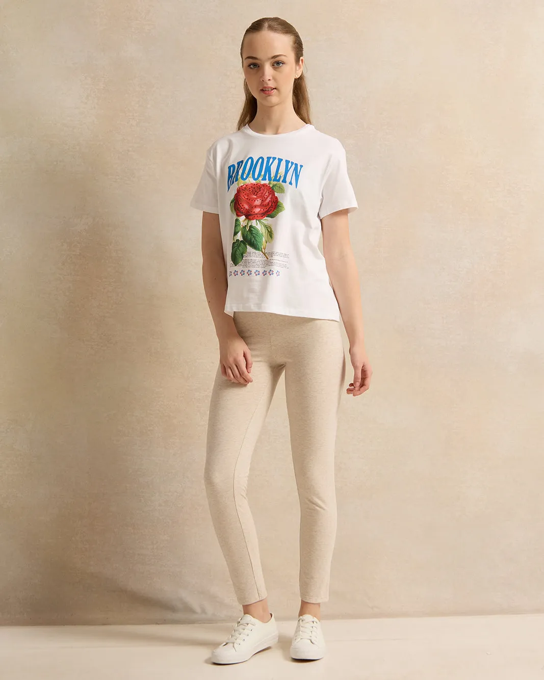 Senior Girls Beige Basic Leggings sold by Redtag product image thumbnail 2