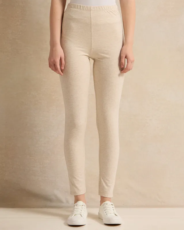 Senior Girls Beige Basic Leggings sold by Redtag