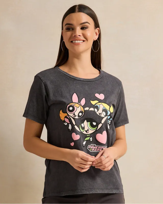 Women Charcoal Printed T-Shirt sold by Redtag
