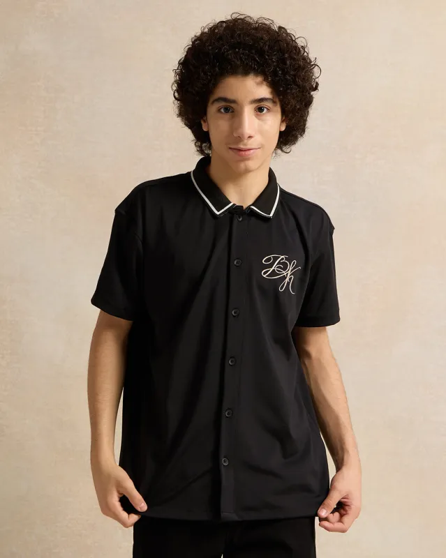 Senior Boys Black Baseball Oversize Shirt sold by Redtag
