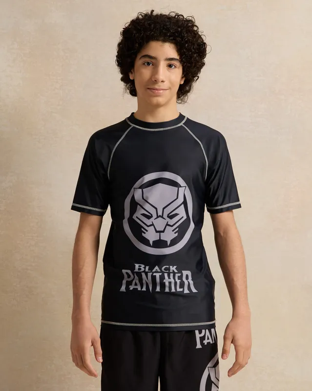 Senior Boys Black Swimwear T-Shirt sold by Redtag