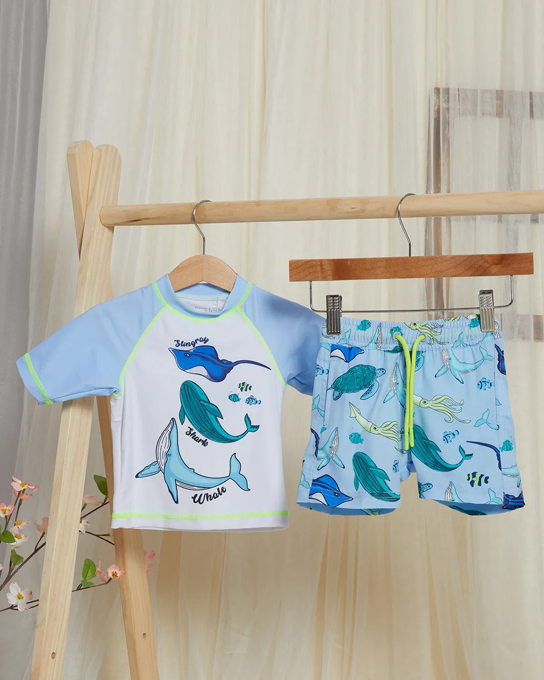 Infant Boys Blue Fish Print Swim Set (2 Piece) sold by Redtag