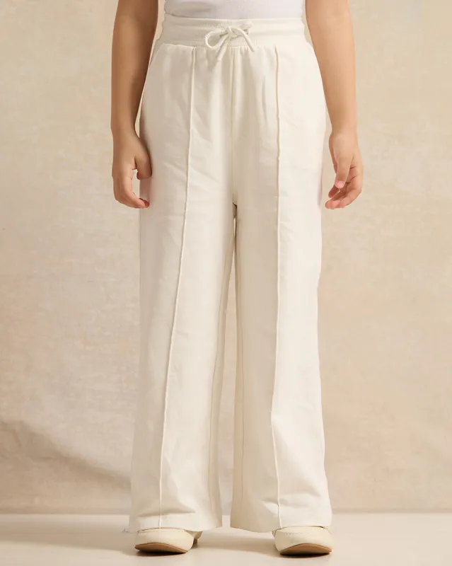 Girls White Wide Leg Active Pants sold by Redtag