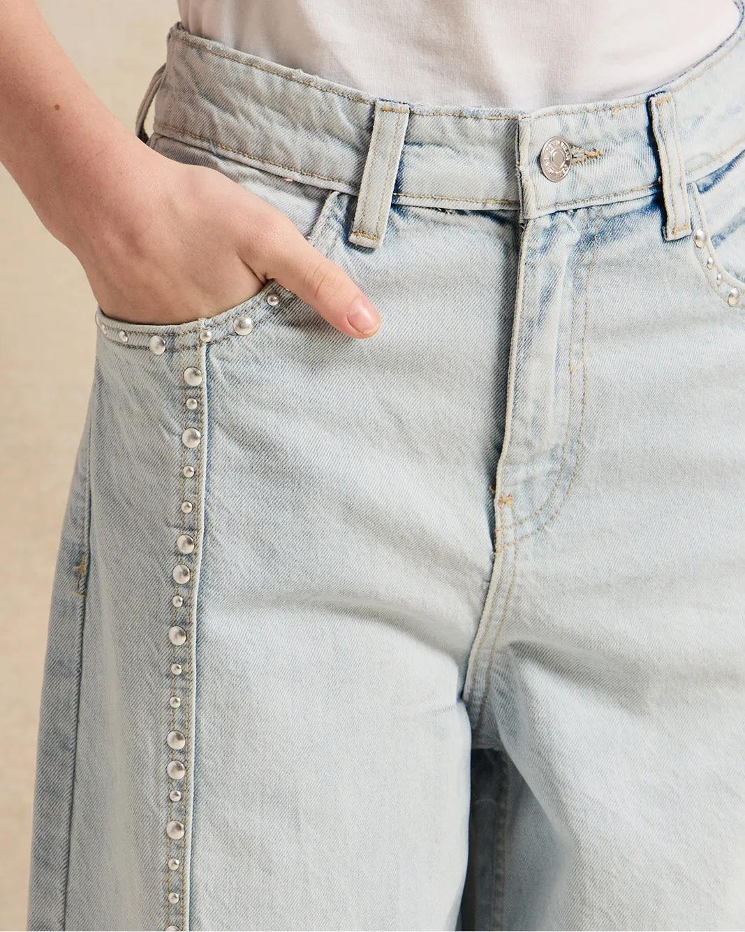 Senior Girls Blue Wide Leg Jeans With Front Rhinestones sold by Redtag product image thumbnail 4