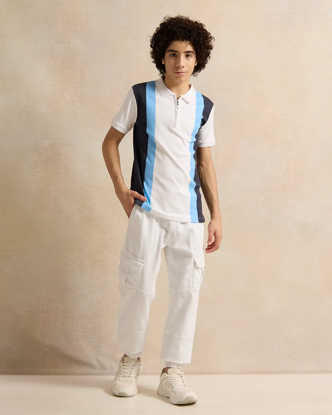 Senior Boys White Cut And Sew Polo Shirt sold by Redtag product image thumbnail 2