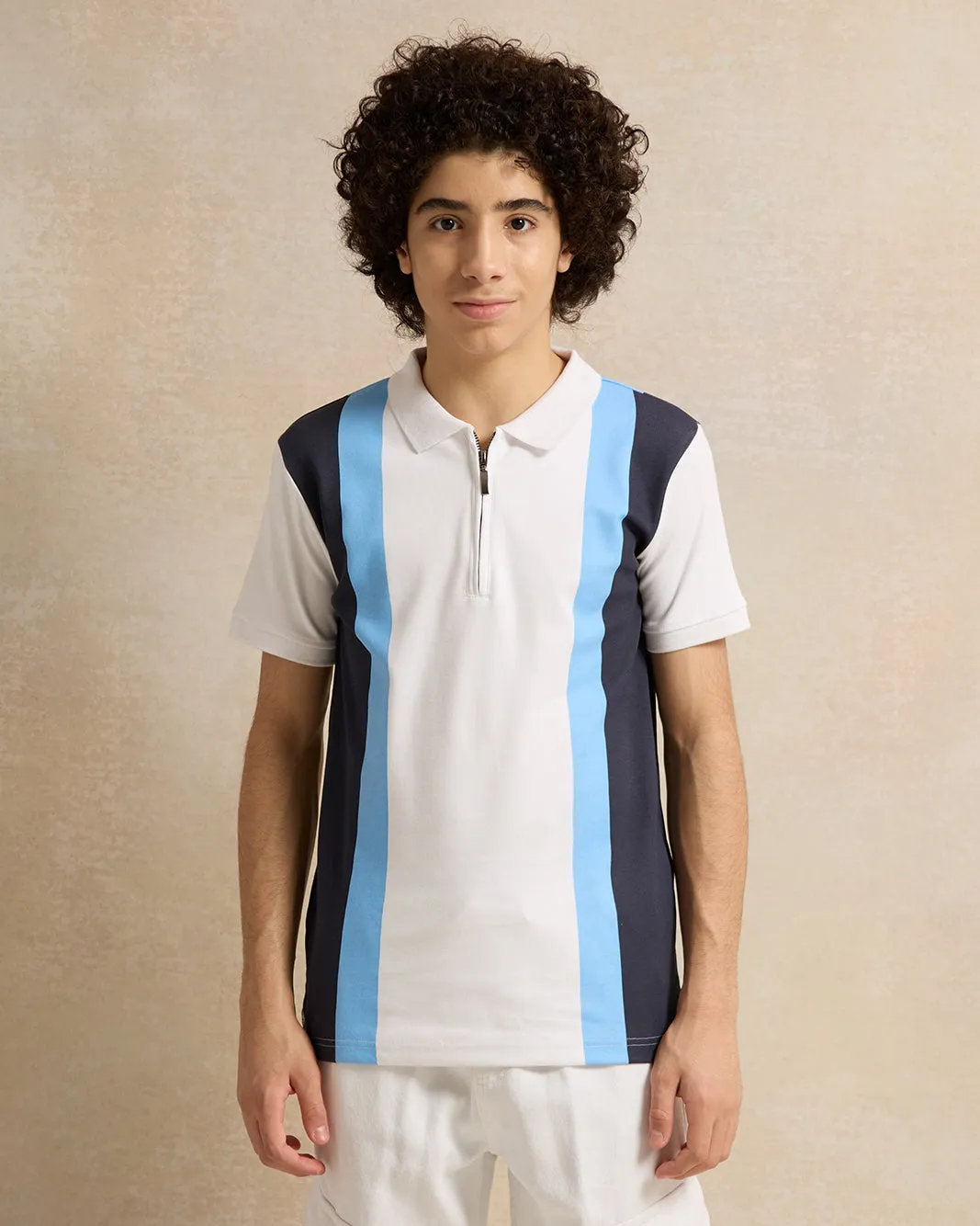 Senior Boys White Cut And Sew Polo Shirt sold by Redtag