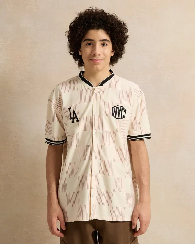Senior Boys Beige Baseball Oversize Shirt sold by Redtag