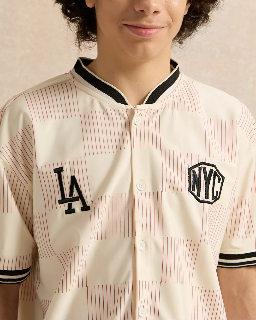 Senior Boys Beige Baseball Oversize Shirt sold by Redtag product image thumbnail 4