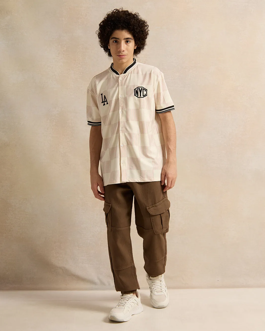 Senior Boys Beige Baseball Oversize Shirt sold by Redtag product image thumbnail 2