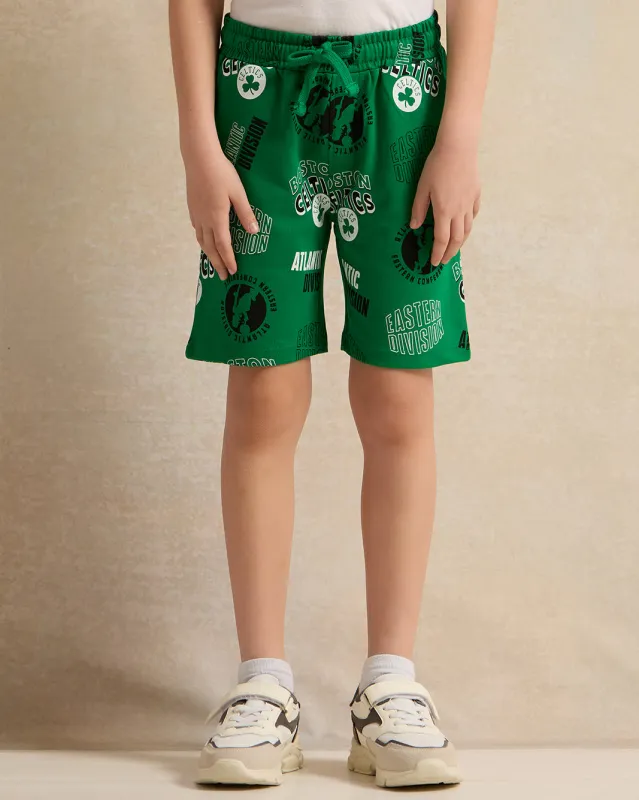 Boys Green Boston Celtics Printed Shorts sold by Redtag