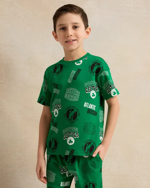 Boys Green Boston Celtics Printed T-Shirt sold by Redtag