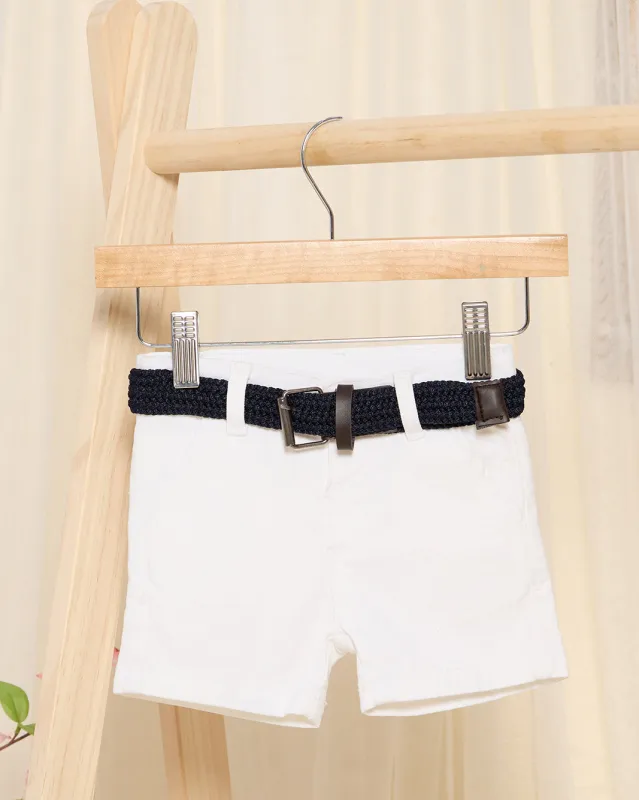 Infant Boys White Dobby Belted Shorts sold by Redtag