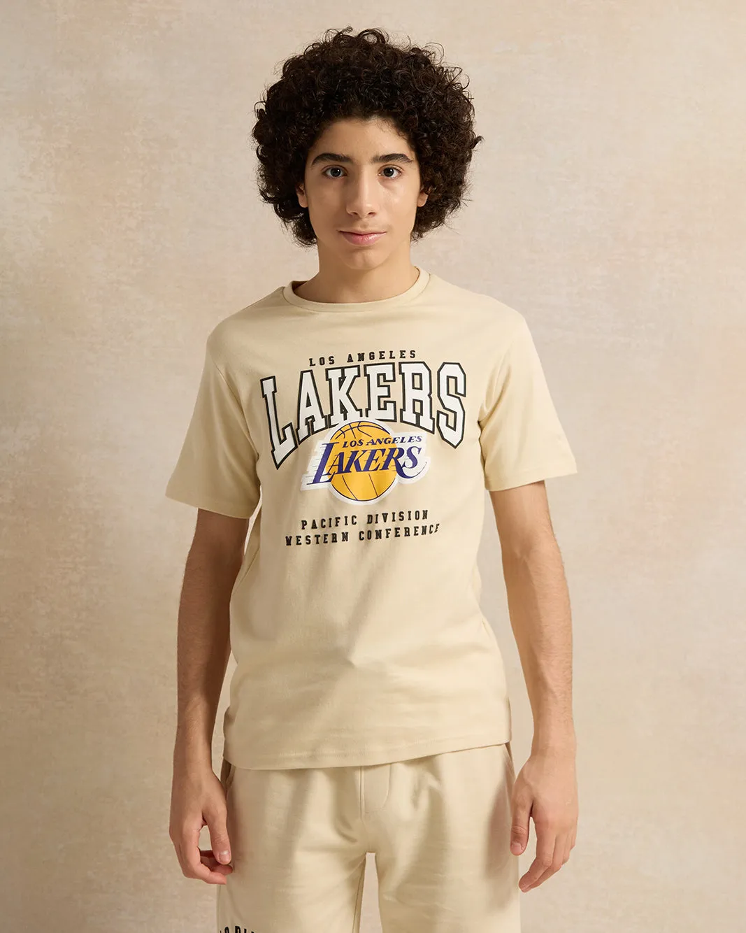 Senior Boys Beige Printed T-Shirt sold by Redtag