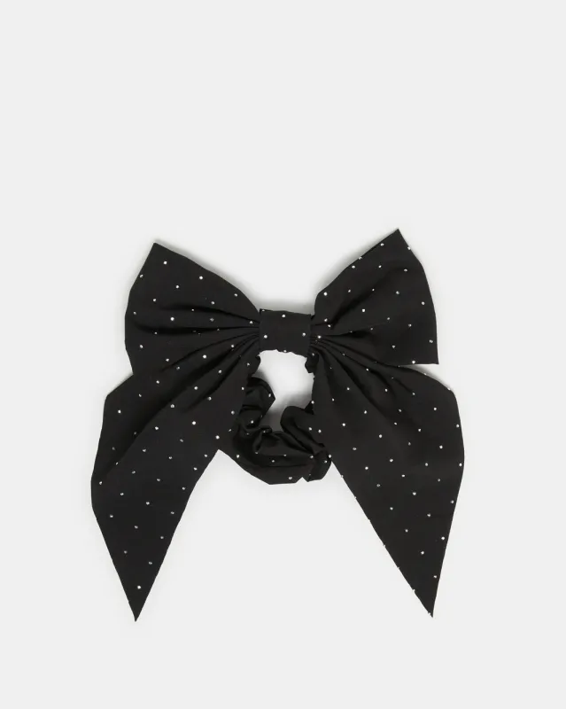 Women Black Embellished Hair Scrunchy sold by Redtag