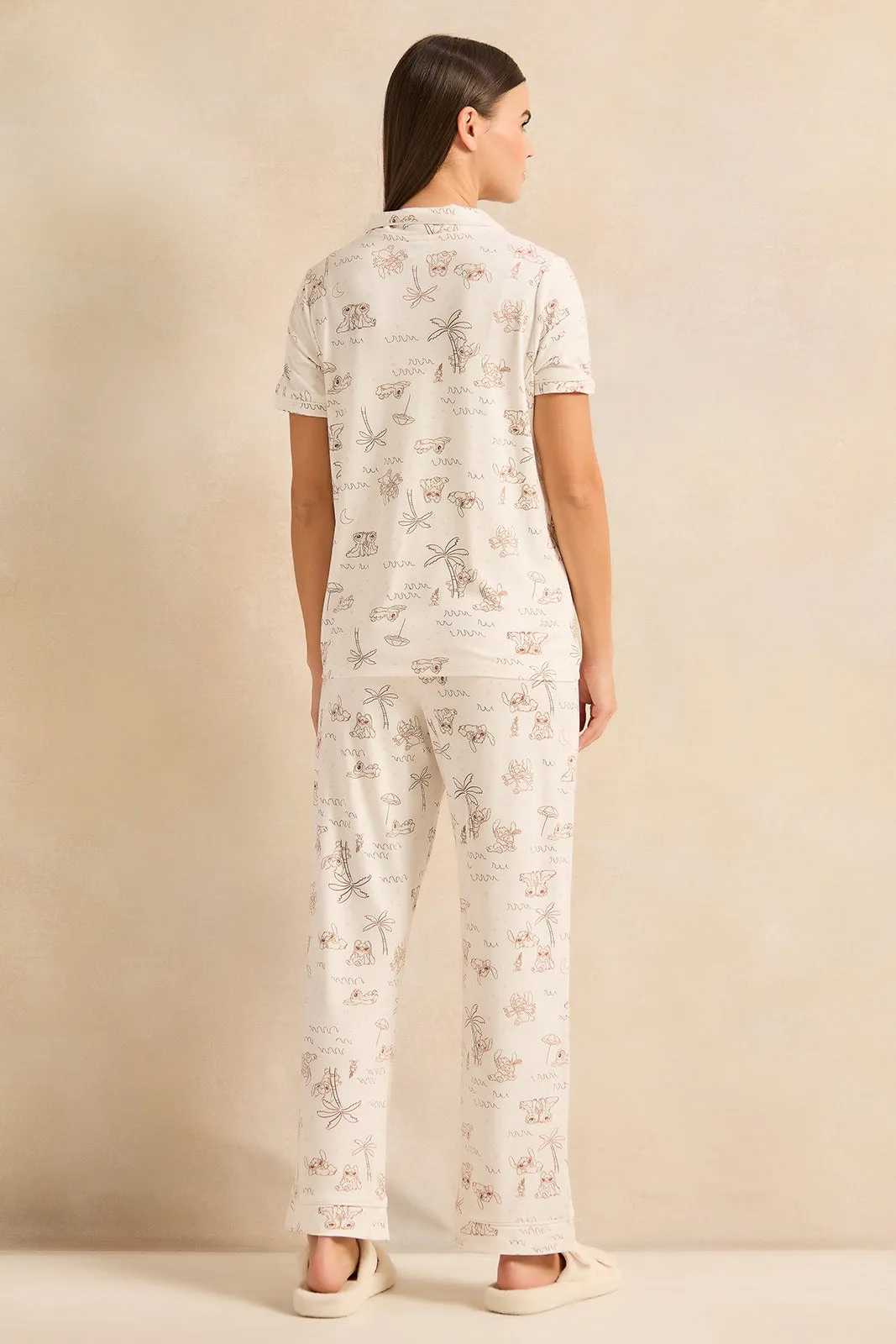 Women White Printed Pyjama Set With Eye Mask (3 Piece) sold by Redtag product image thumbnail 4