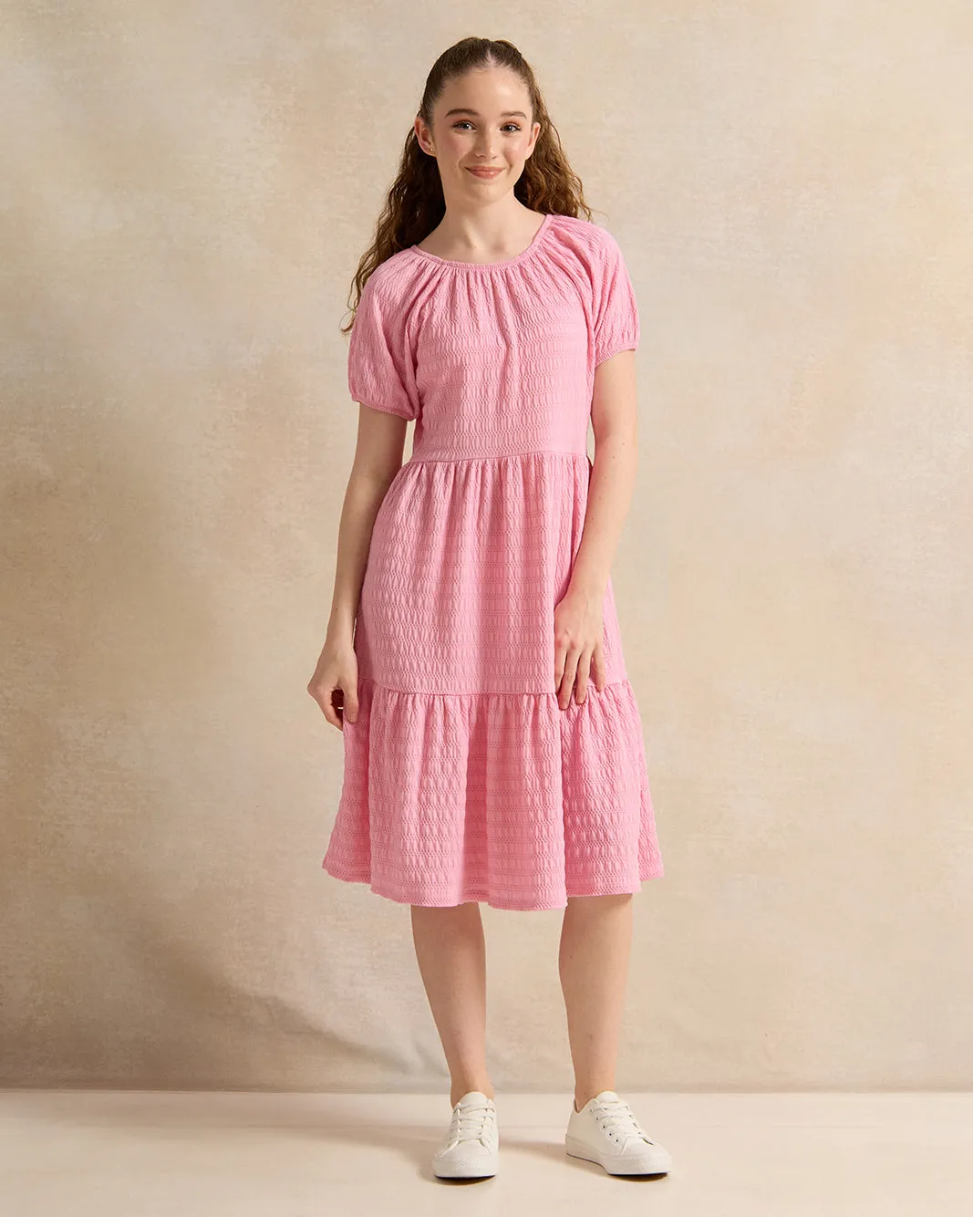 Senior Girls Pink Jacquard Dress sold by Redtag product image thumbnail 4
