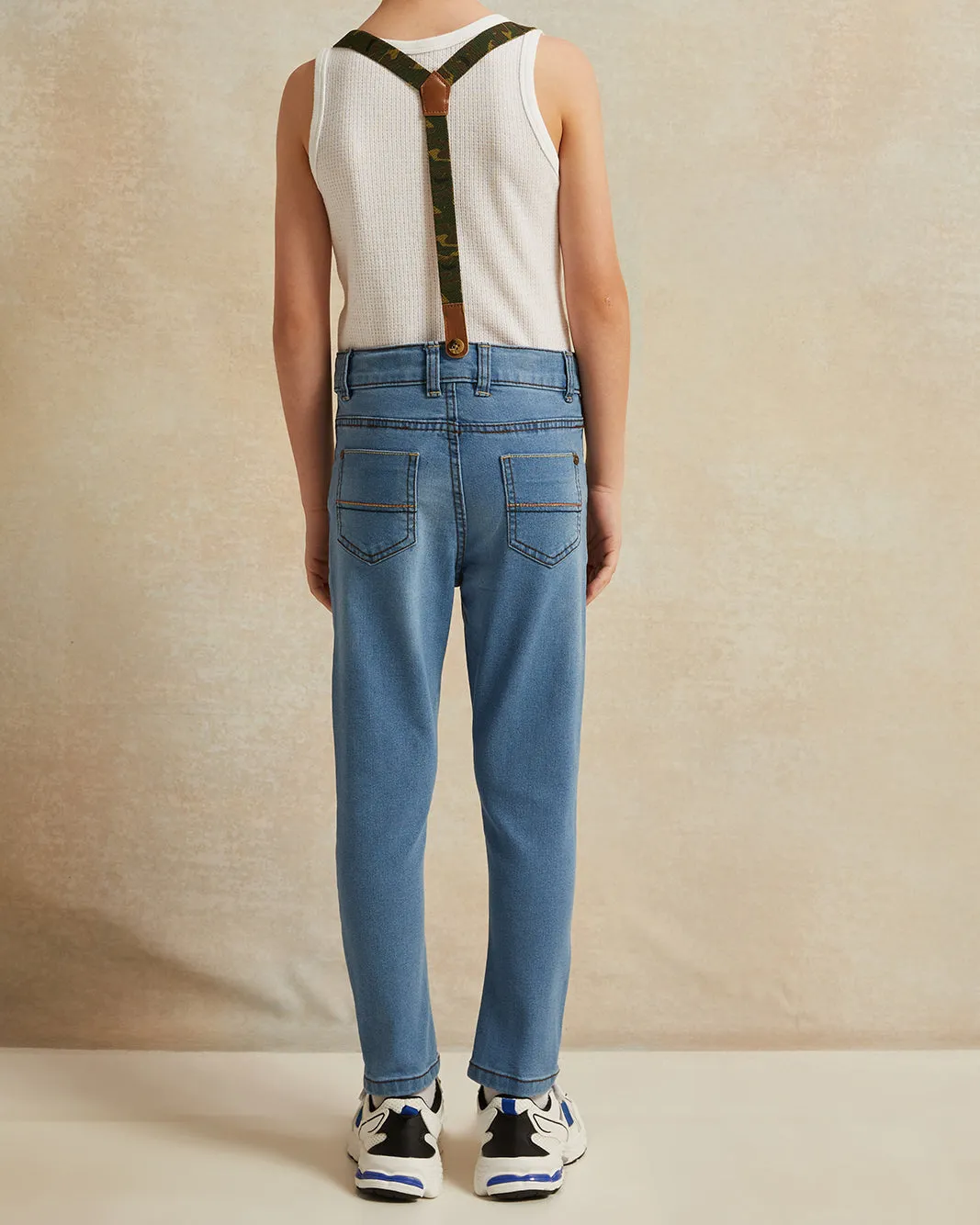 Boys Blue Embellished Jeans With Suspender sold by Redtag product image thumbnail 3