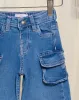 Infant Girls Blue Wide Leg Cargo Pants sold by Redtag
