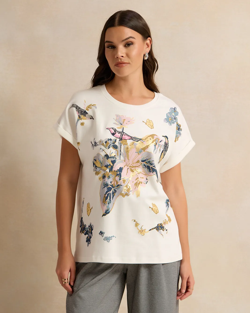 Women Ivory Embellished T-Shirt sold by Redtag