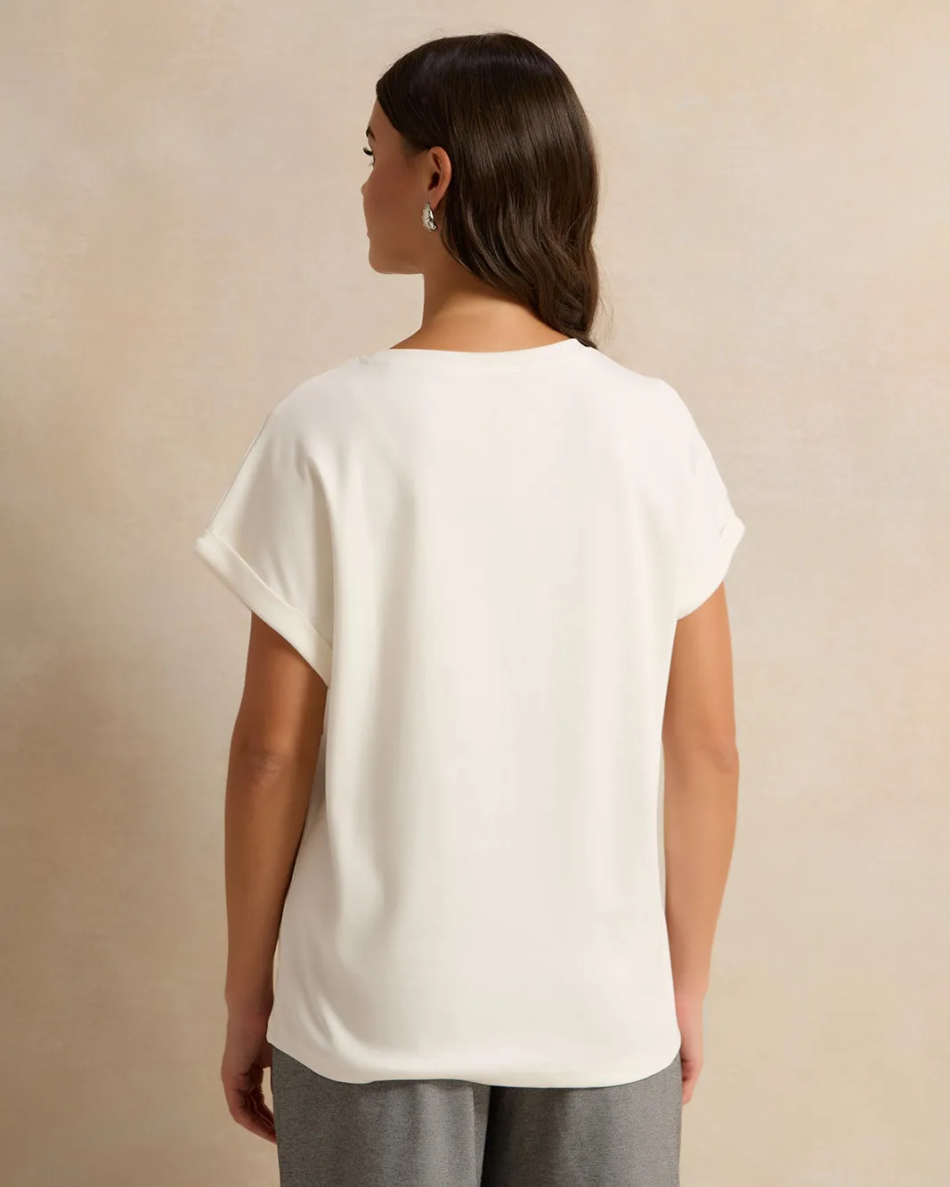 Women Ivory Embellished T-Shirt sold by Redtag product image thumbnail 3