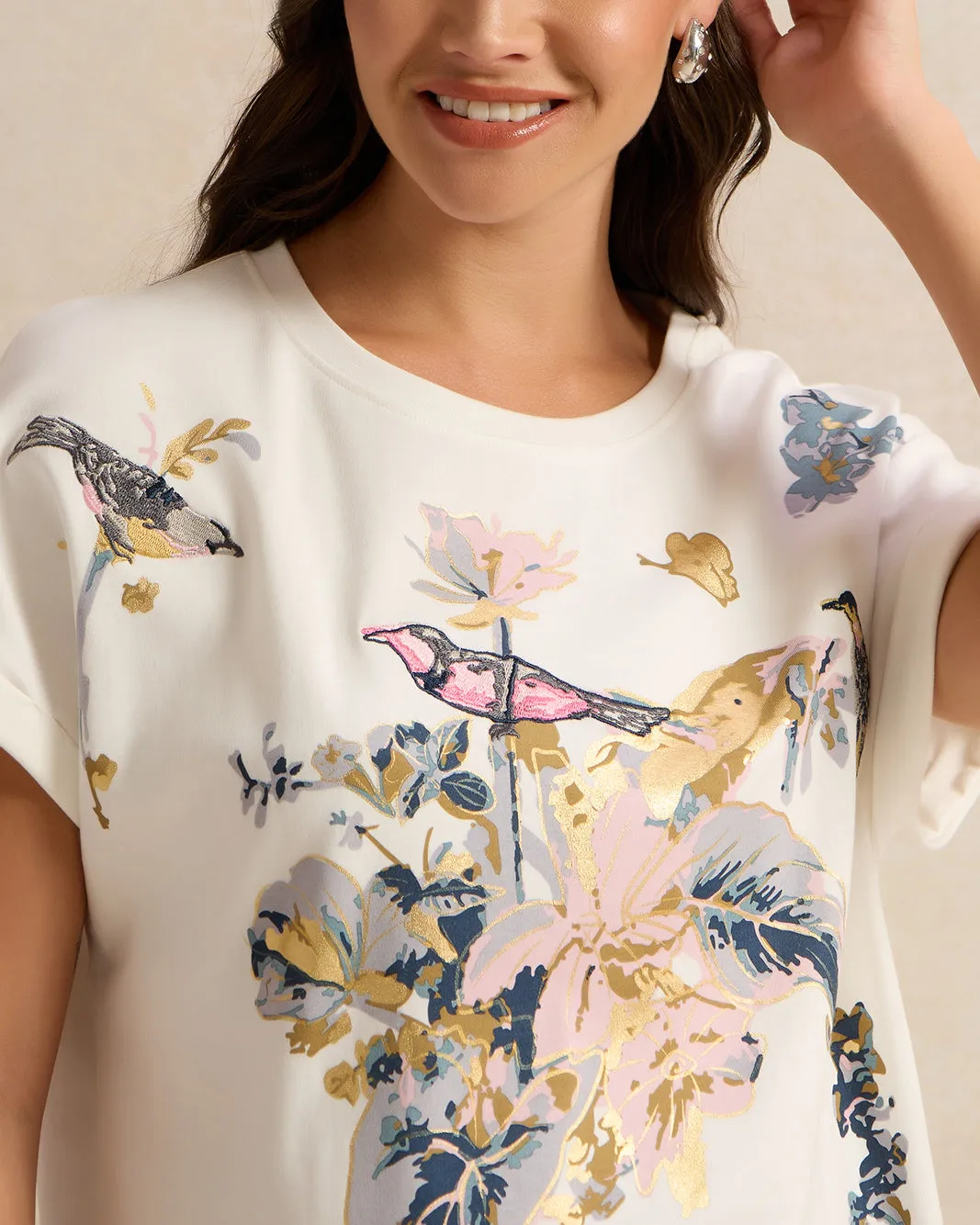 Women Ivory Embellished T-Shirt sold by Redtag product image thumbnail 4