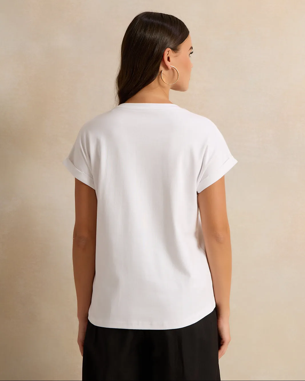 Women White Embellished T-Shirt sold by Redtag product image thumbnail 3