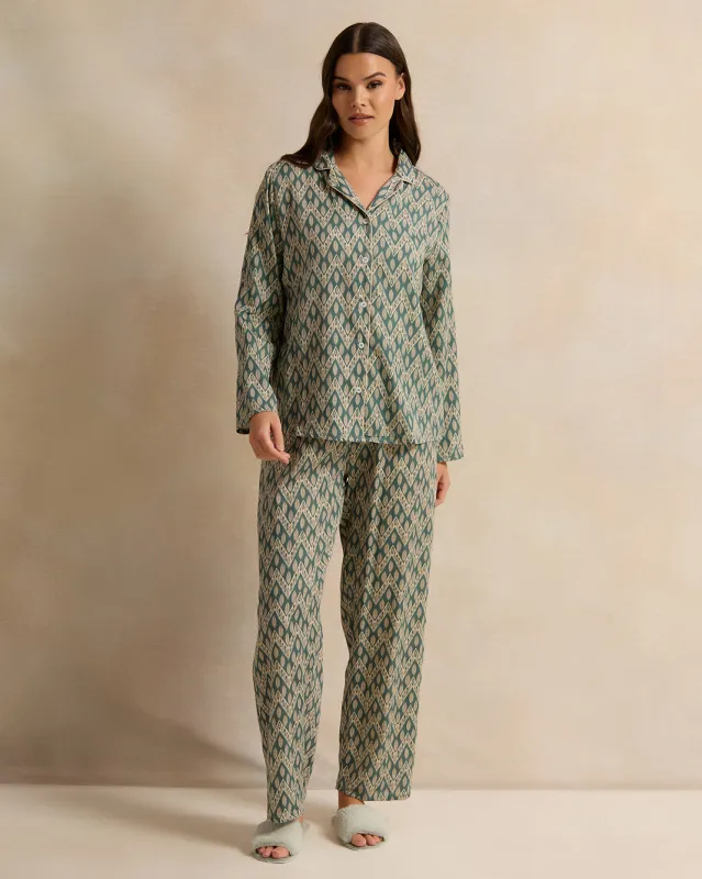 Women Beige Floral Collared Pyjama Set (2 Piece) sold by Redtag