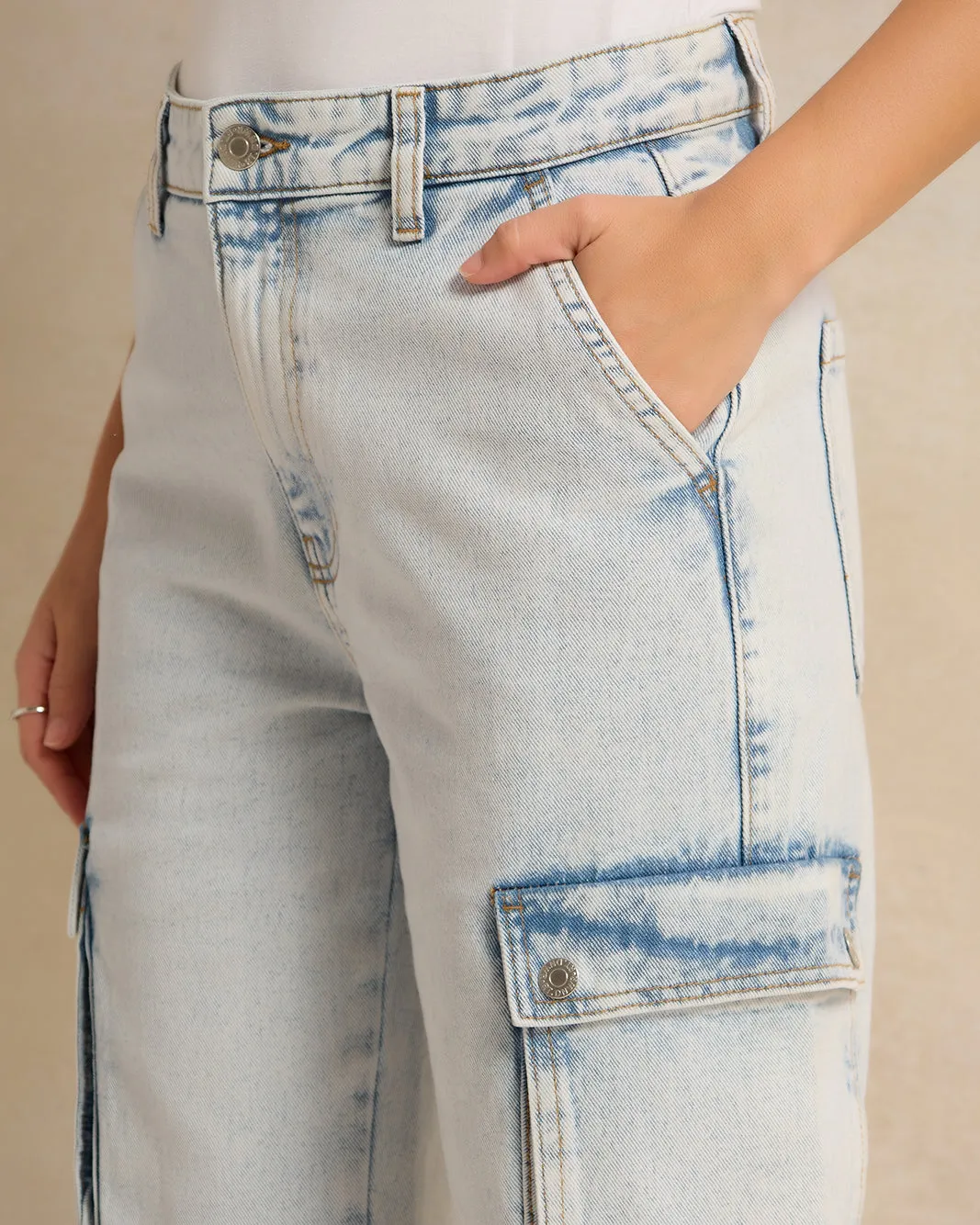 Women Blue Cargo Jeans sold by Redtag product image thumbnail 4