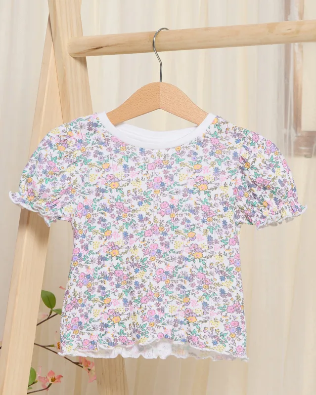 Infant Girls White Printed T-Shirt sold by Redtag