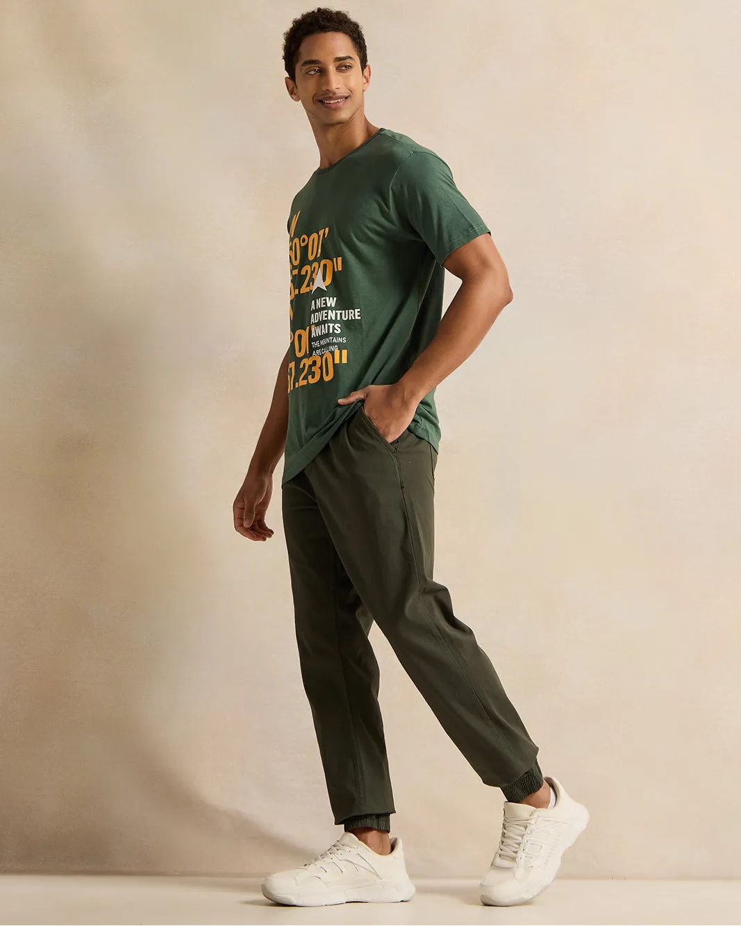 Men Olive Solid Joggers sold by Redtag product image thumbnail 2
