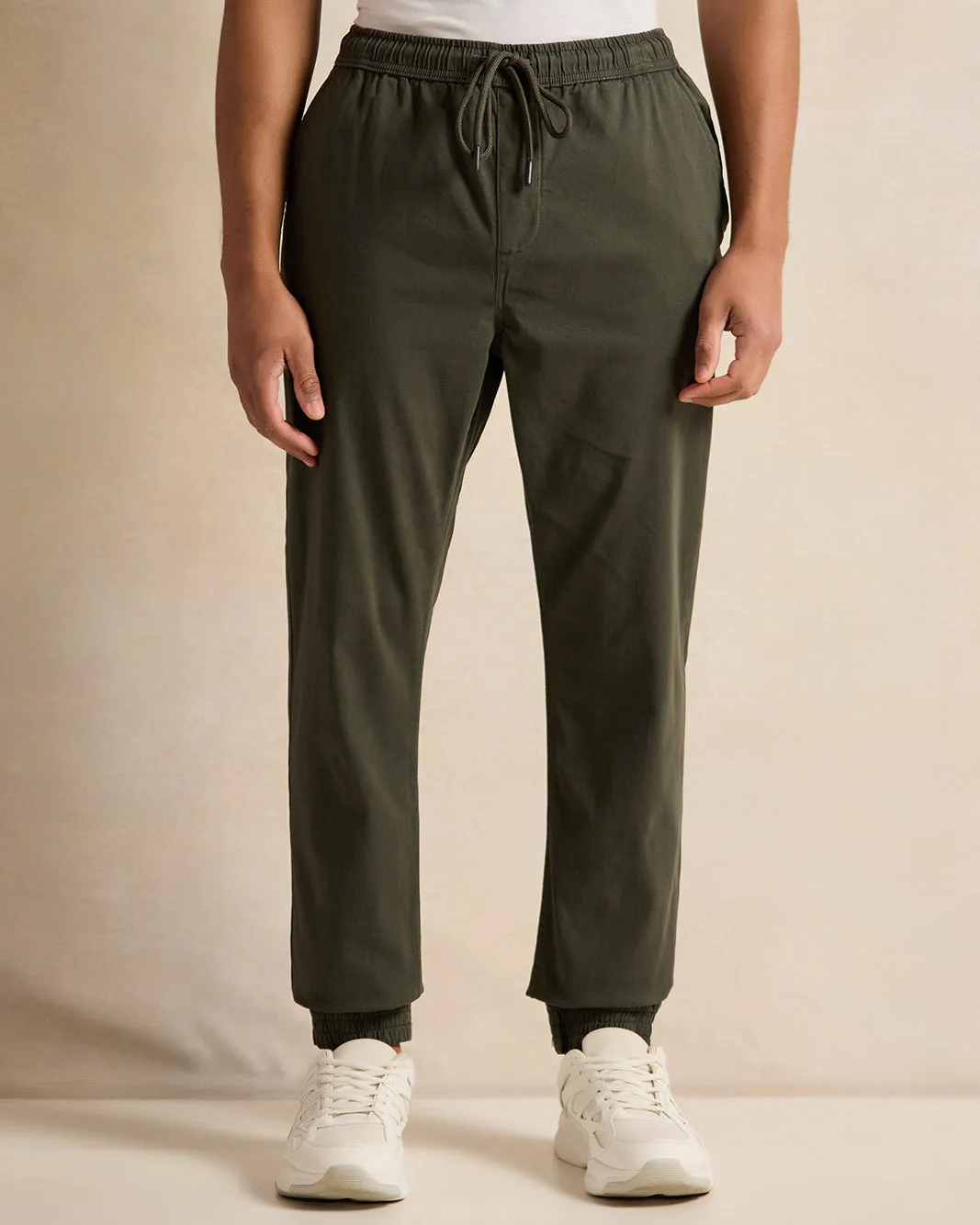 Men Olive Solid Joggers sold by Redtag