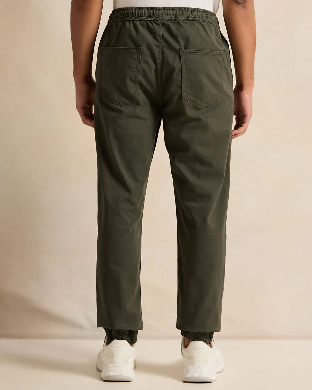 Men Olive Solid Joggers sold by Redtag product image thumbnail 3